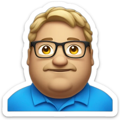 Blue polo European fat guy with glasses sticker
