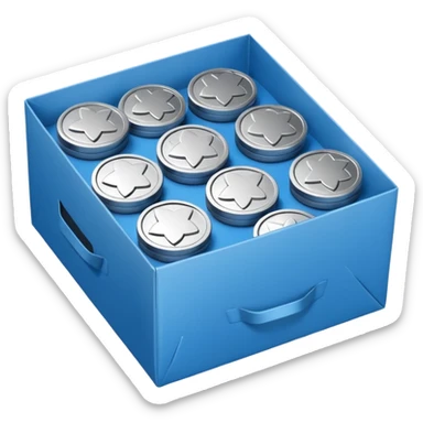 blue coins credit in a package sticker