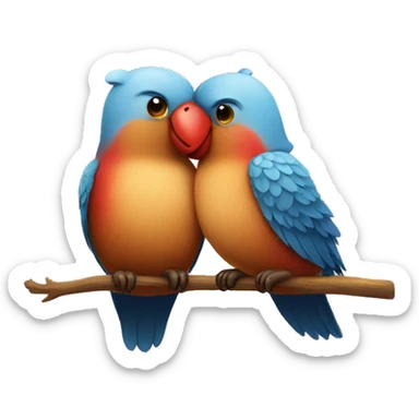 Love between cub bear and lovebird sticker