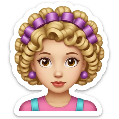 Girl with curlers in her hair  sticker