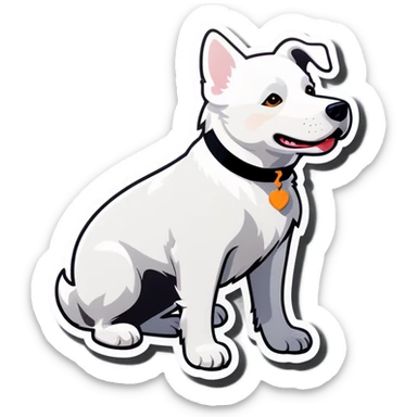 White dog sticker
