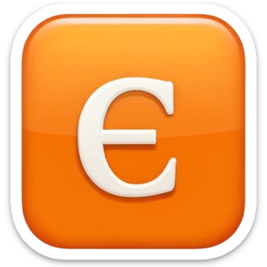 make me an emoji of the letter E  orange square witha white E in the center with a times new roman looking font sticker