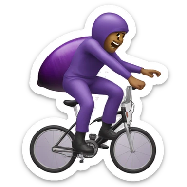 Person doing a trick on a bike while riding eggplant  sticker