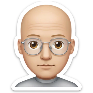 bald male groom with rectangle silver metal wire frames sticker