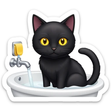Gato negro en el baño sticker