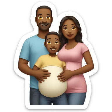 A pregnant woman with her husband and her children   sticker
