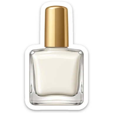 White nail polish in a square bottle with gold lid  sticker