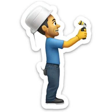 man spraying on a wall sticker