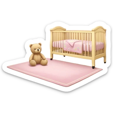 Cozy baby room with crib and teddy bear sticker