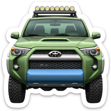 4 runner lifted with lights in the grill that is the color dusty grey green blue mixed sticker