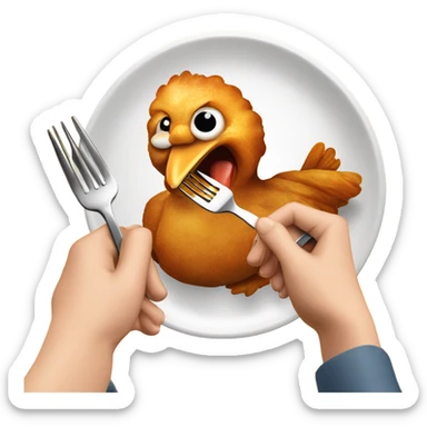 eating chicken in lunch sticker