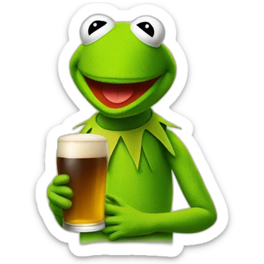 Kermit with beer sticker