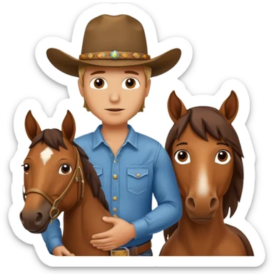 pregnant man  near horse sticker