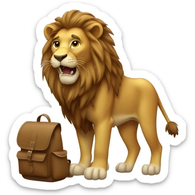 Lion with bagpack sticker