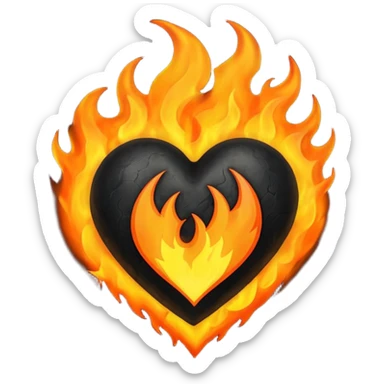 Black Heart with fire sticker