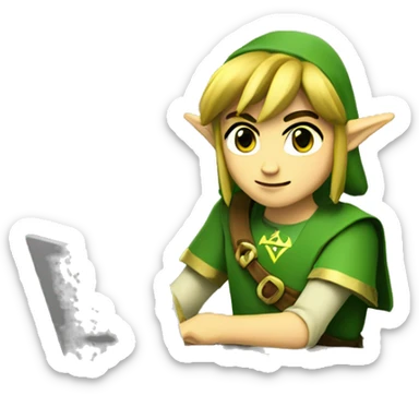 zelda link working with a laptop sticker