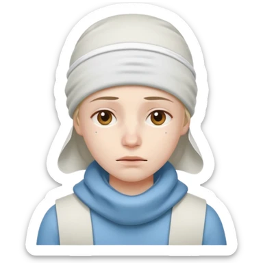 A person with headaches and a cold pack on the head sticker