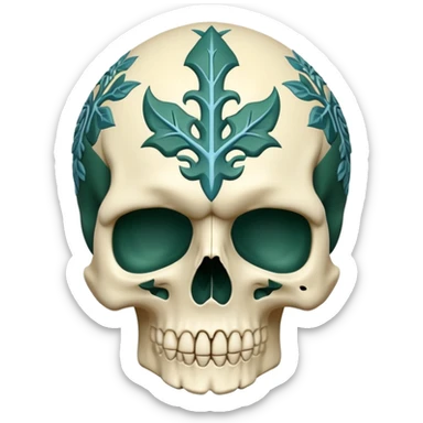 skull in Milwaukee Bucks colors (hunter green, cream, and light blue) sticker