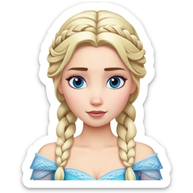 Elsa ice queen with blonde braid sticker