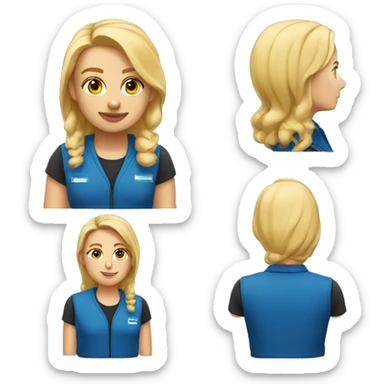 Amazon delivery driver blue vest blonde hair sticker