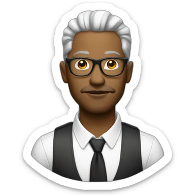 Man with glasses gangster white sticker