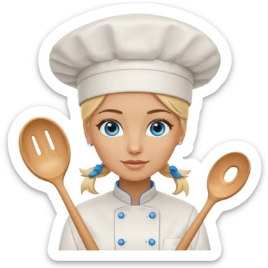 Blonde blue eyed female chef sticker