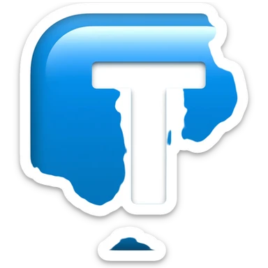 "3D premium,3D rounded-square icon in strong bleu with a beveled edge, bold serif letter 'T' white centered, strong specular highlights, inner glow, 1024x1024, png" sticker