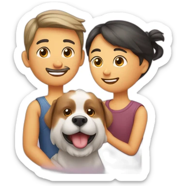 Chat qui joue au maman et papa avec un chien sticker