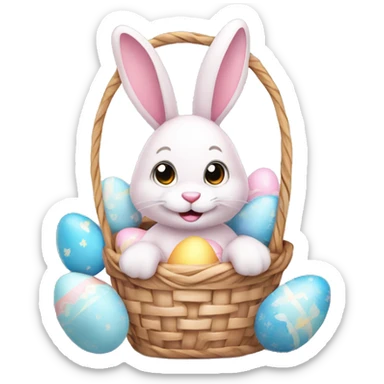 easter bunny with egg light pink basket sticker