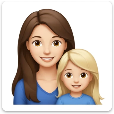 Brunette lady with toddler little girl with long brown hair and 1 year old boy with blonde hair sticker