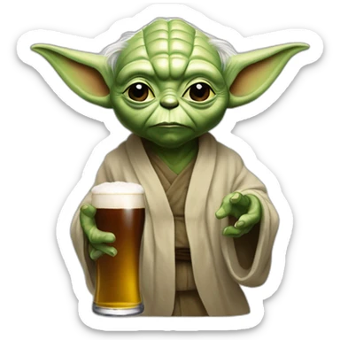 Yoda buvant une bière sticker