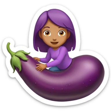 Tan girl riding egg plant sticker