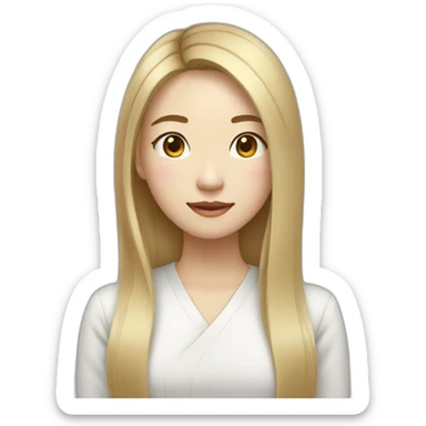 korean blond woman straight hair shoulders hair long sticker