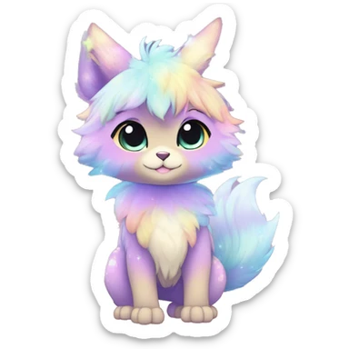 Anthro Cute Gorgeous Petite Shiny Colorful Pastel Glitter Sparkle Stars Gradient Anime Chibi Animal-Fakémon-Pokémon-Hybrid Fur Sona Aesthetic Trending Style Full Body sticker