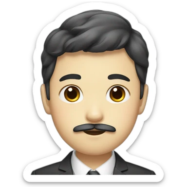 Korean boy with a mustache wearing a suit sticker