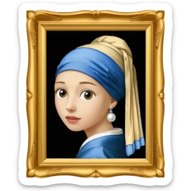 Girl with a Pearl Earring painting with frames sticker