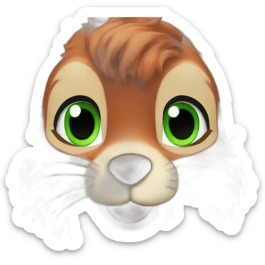 a squirrel with green eyes and red curls sticker