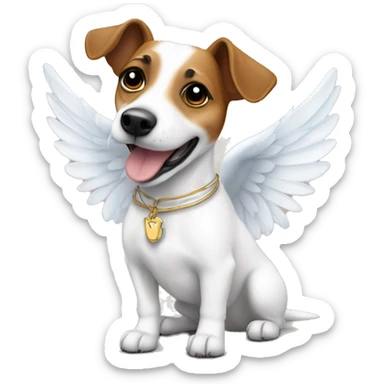 a Jack Russel dog with angel wings happy sticker