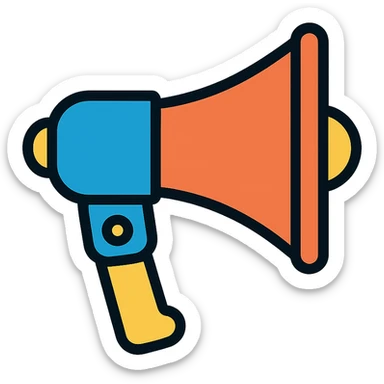 megaphone in a color outline icon style, clear and recognizable sticker