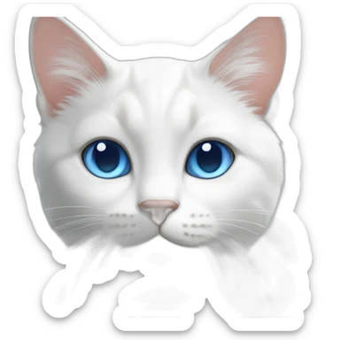 White cat with sabe color fur blue eyes sticker