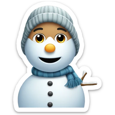 Kid building snowman  sticker