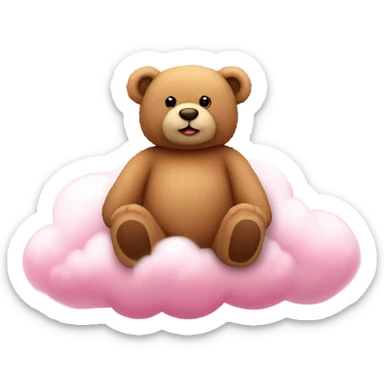Teddy bear sitting on pink clouds sticker
