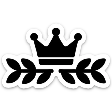 minimal icon of a Greek god crown with more perspective, laurel leaves arranged more horizontally, in silver color, type 2 sticker