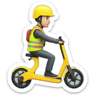 xiaomi trottinette electrique bald man with yellow safety vest sticker