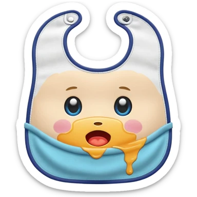 a baby bib with a small food stain sticker