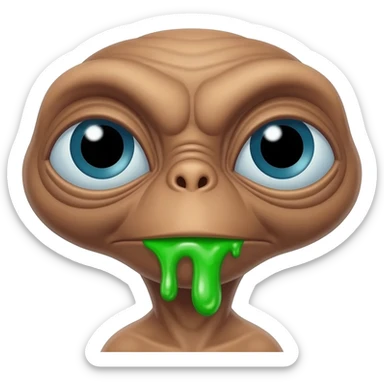 E.T. The Extra-Terrestrial from the movie puking green liquid sticker