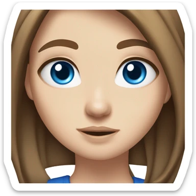 White girl brown hair, blue eyes, gaming sticker