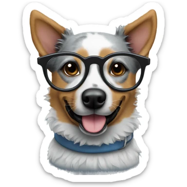 Blue heeler dog with glasses on  sticker