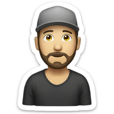 marketer white man with middle beard snapback hat sticker