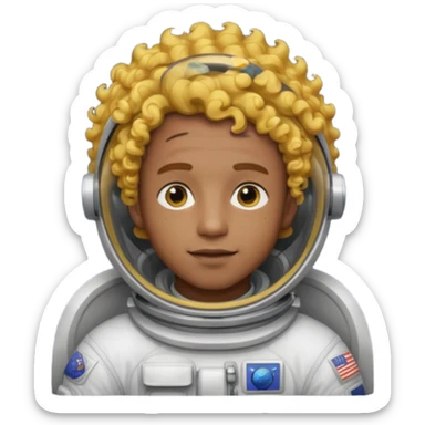 Astronauts, Young, male, dark skin, yellow curly hair sticker
